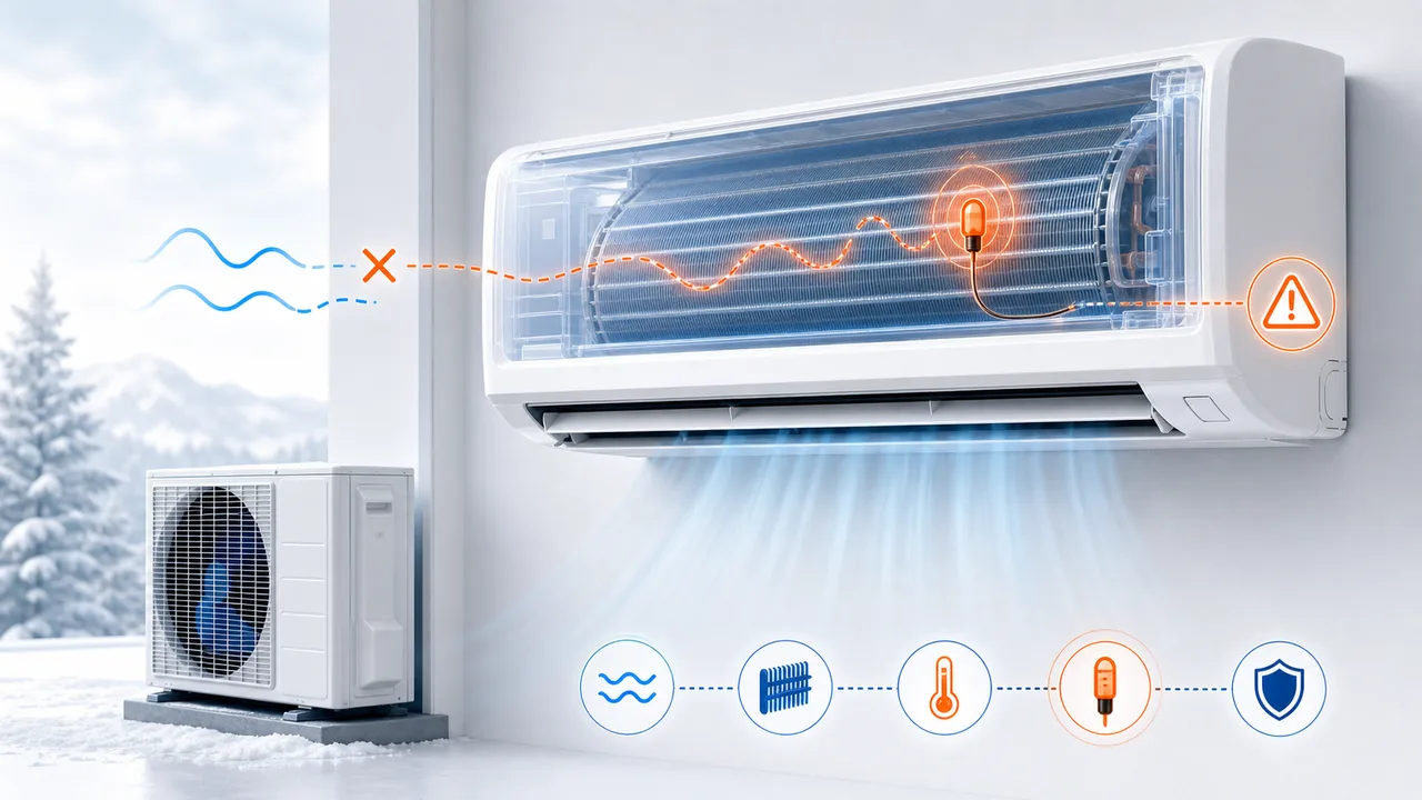 Schéma de diagnostic montrant une thermistance d’échangeur intérieur Daikin Split en défaut.