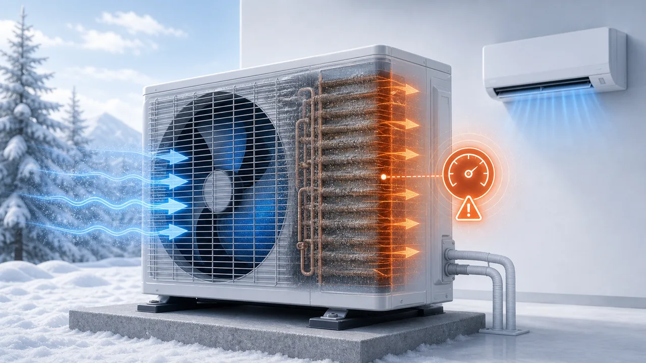 Schéma de diagnostic montrant une haute pression Daikin Split côté échangeur extérieur.