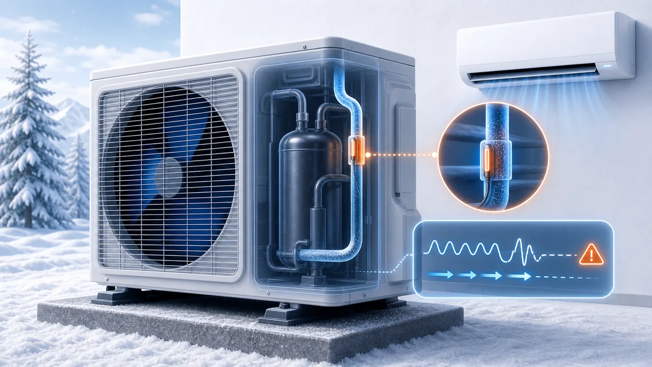 Schéma de diagnostic montrant une thermistance de tuyau d’aspiration compresseur Daikin Split en anomalie.