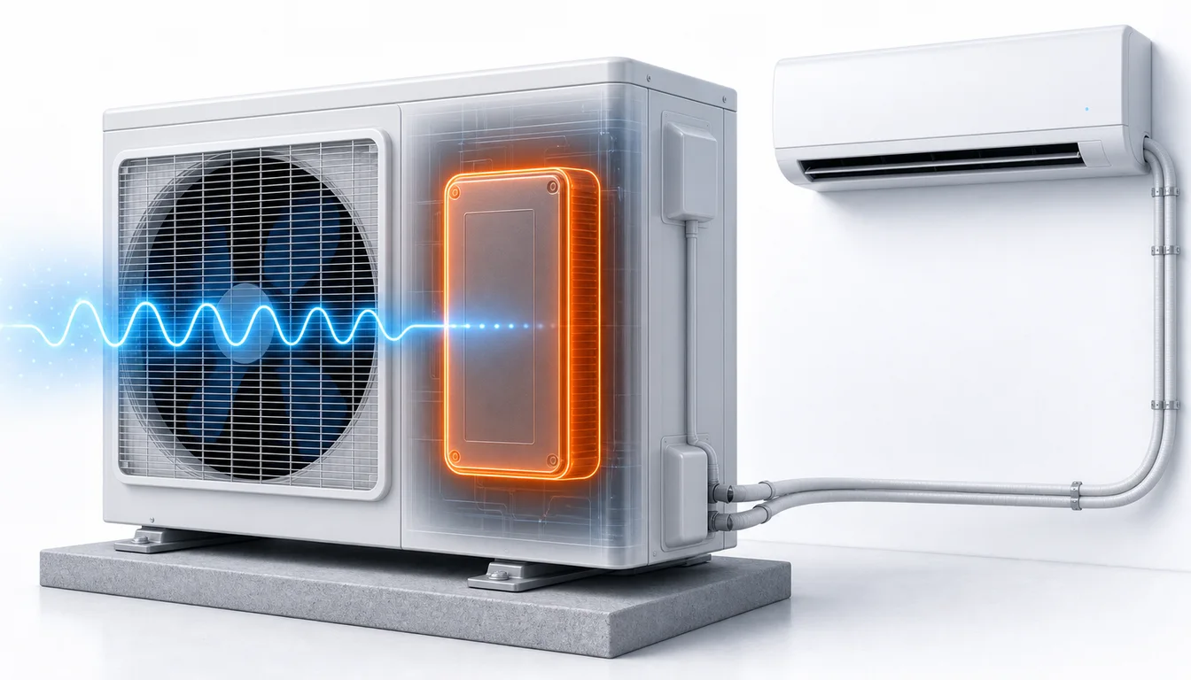 Schéma de diagnostic montrant un module inverter extérieur Daikin Split scellé en défaut électronique.
