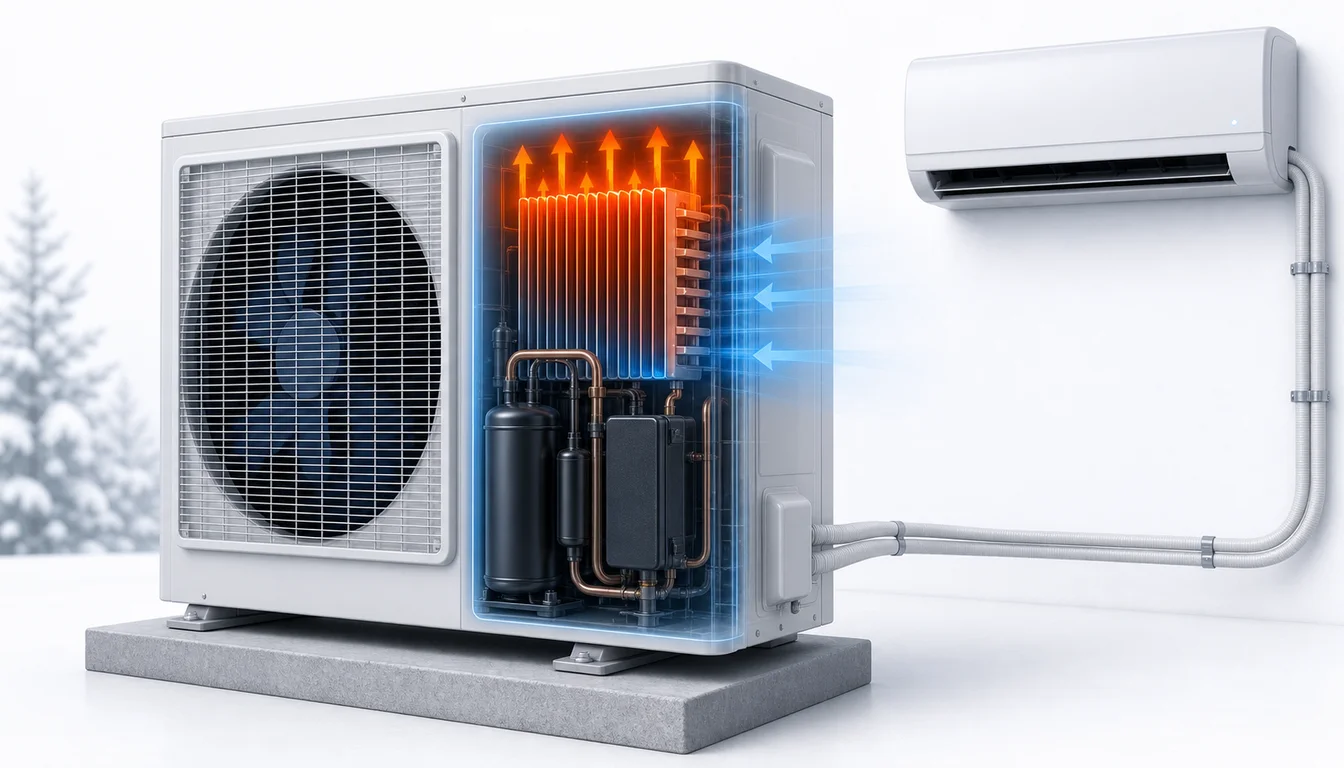 Schéma de diagnostic montrant un dissipateur thermique inverter Daikin Split en surchauffe.