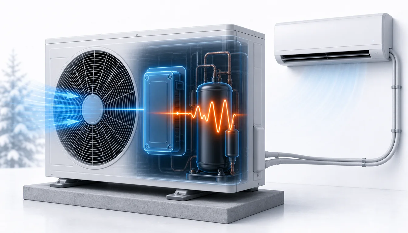 Schéma de diagnostic montrant une surintensité compresseur inverter Daikin Split entre module et compresseur.