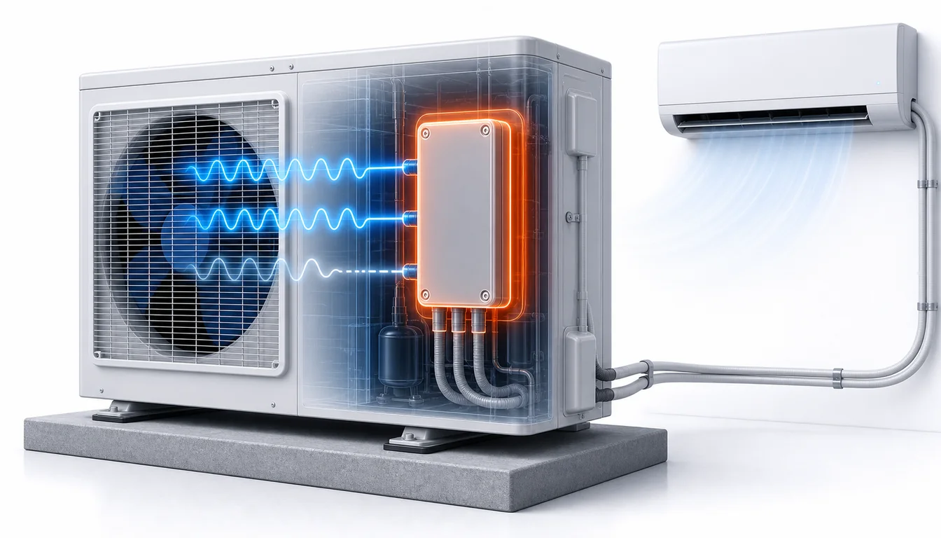 Schéma de diagnostic montrant une alimentation extérieure Daikin Split avec phase ou tension déséquilibrée.