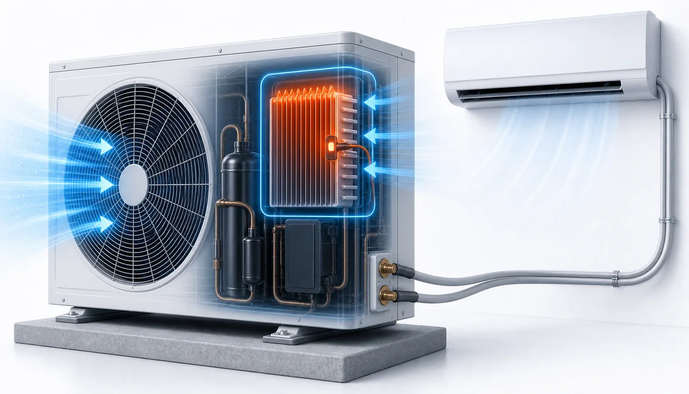 Schéma de diagnostic montrant une thermistance de dissipateur inverter Daikin Split en anomalie.