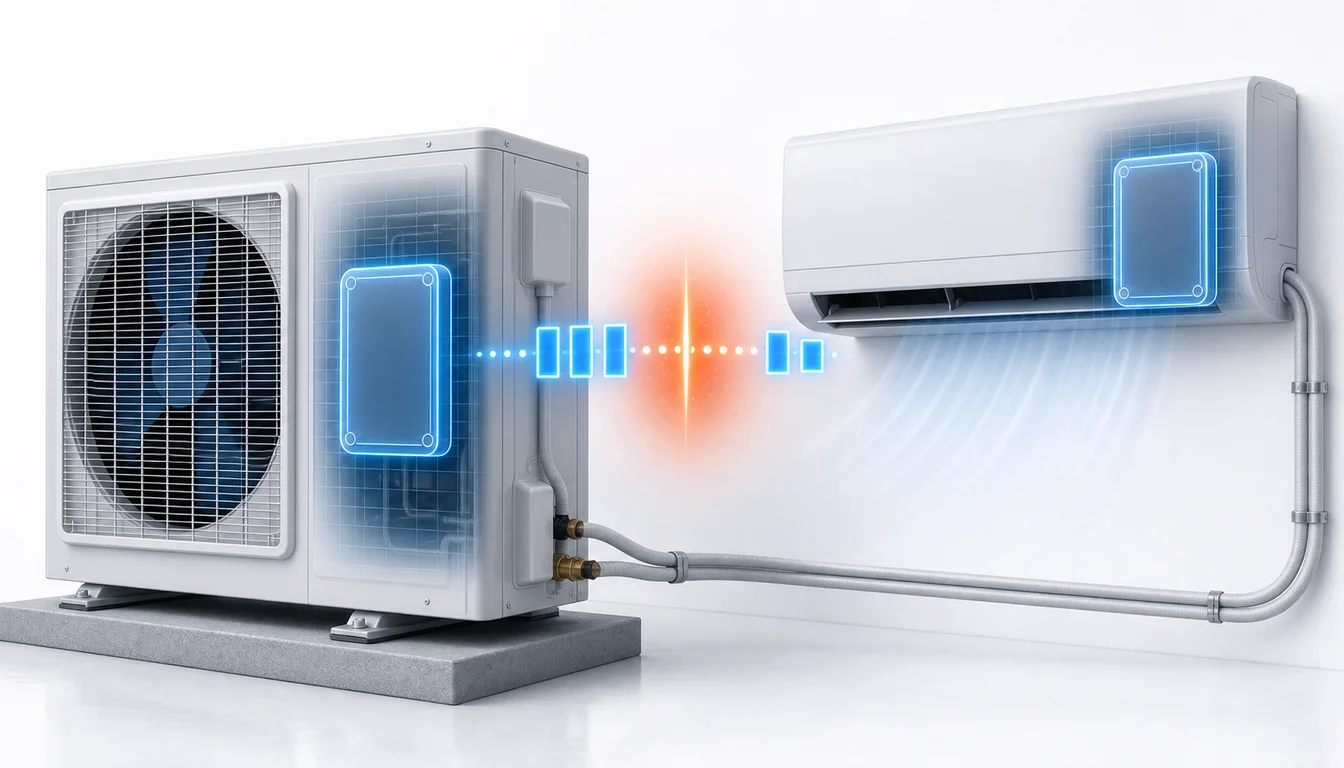 Schéma de diagnostic montrant une incohérence de paramétrage capacité entre unités Daikin Split.