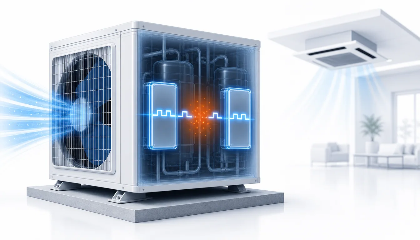 Schéma de diagnostic montrant une transmission série interrompue entre modules scellés Mitsubishi City Multi ou Mr Slim.