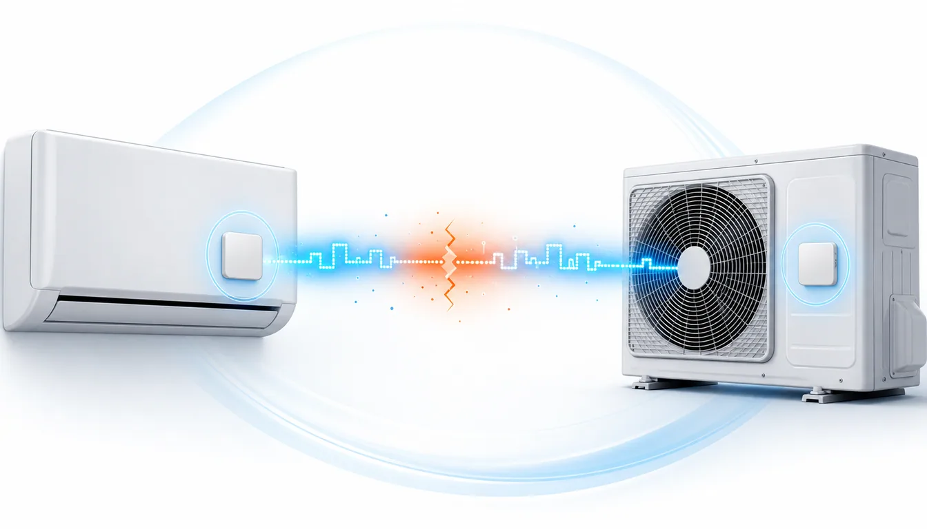 Schéma de diagnostic montrant une coupure de communication entre unité intérieure et extérieure Toshiba résidentiel.